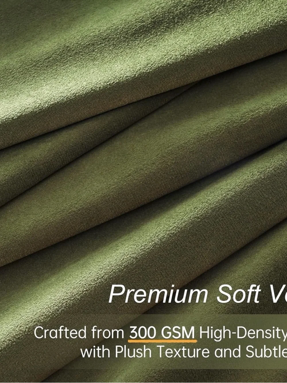 Olive Green Velvet Pinch Pleat Curtain Panel